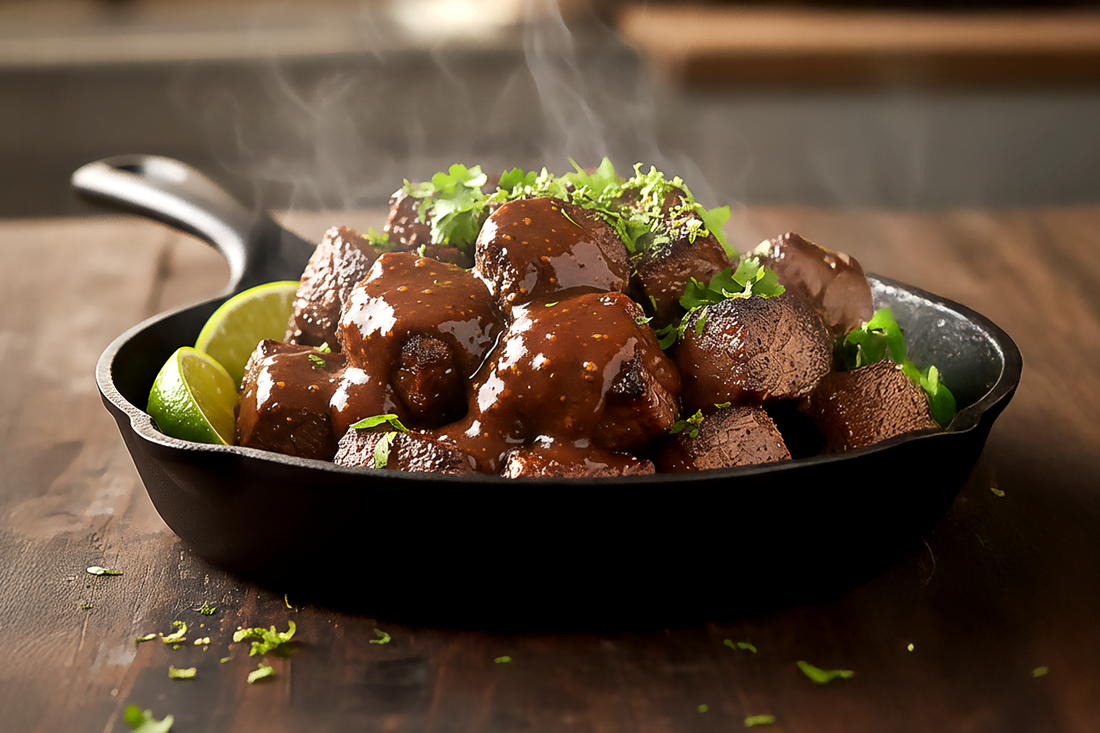 Skillet Steak Bites with Black-Garlic Árbol Butter