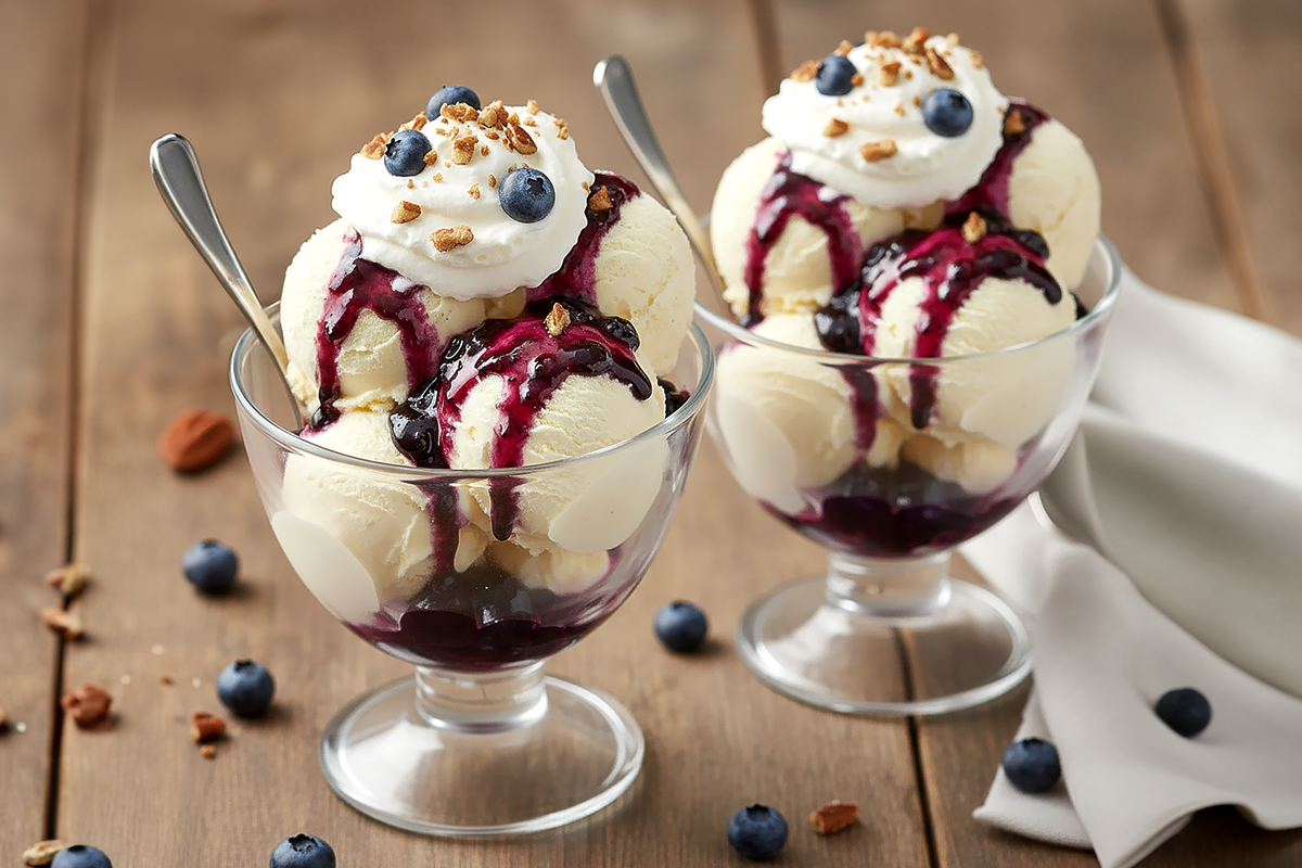 Blueberry Royale Ice Cream Sundae