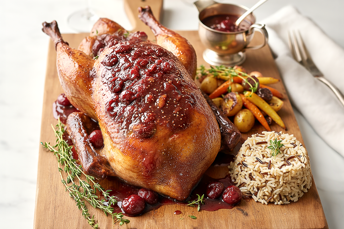 Roasted Duck with Cherry Fig Port Glaze