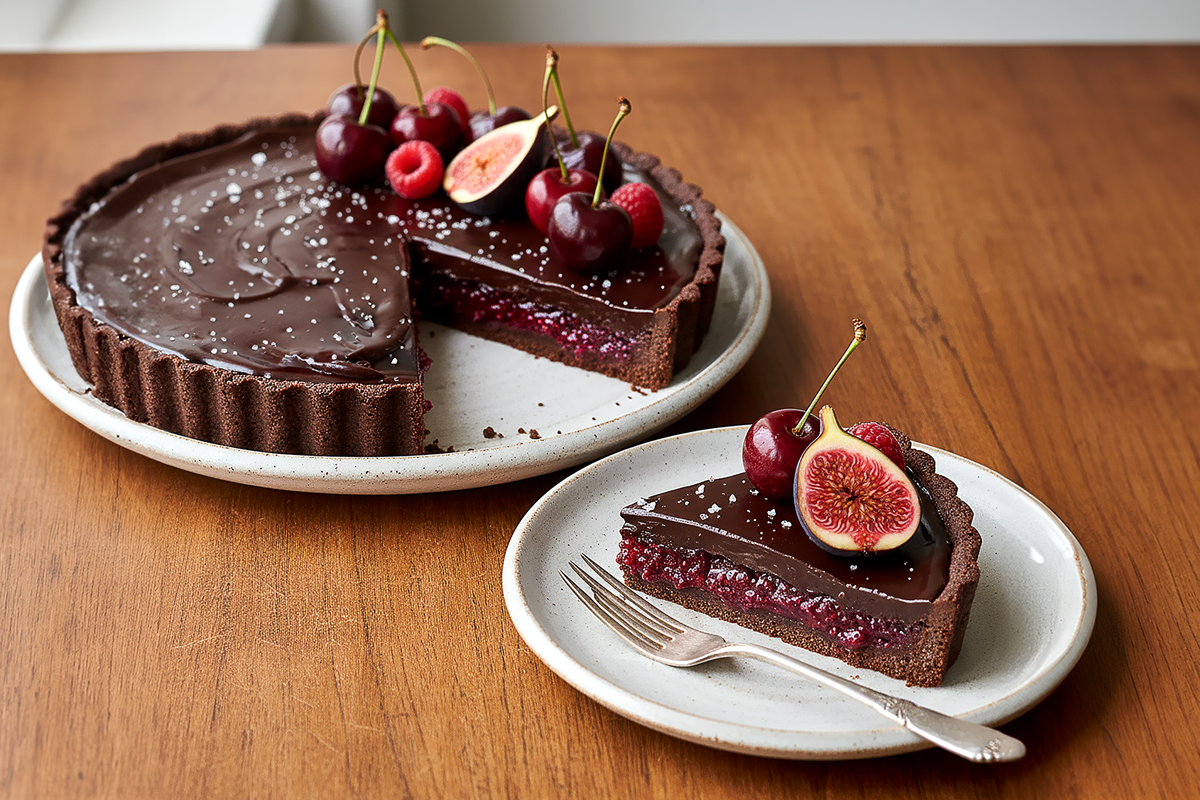 Dark Chocolate Cherry Fig Tart