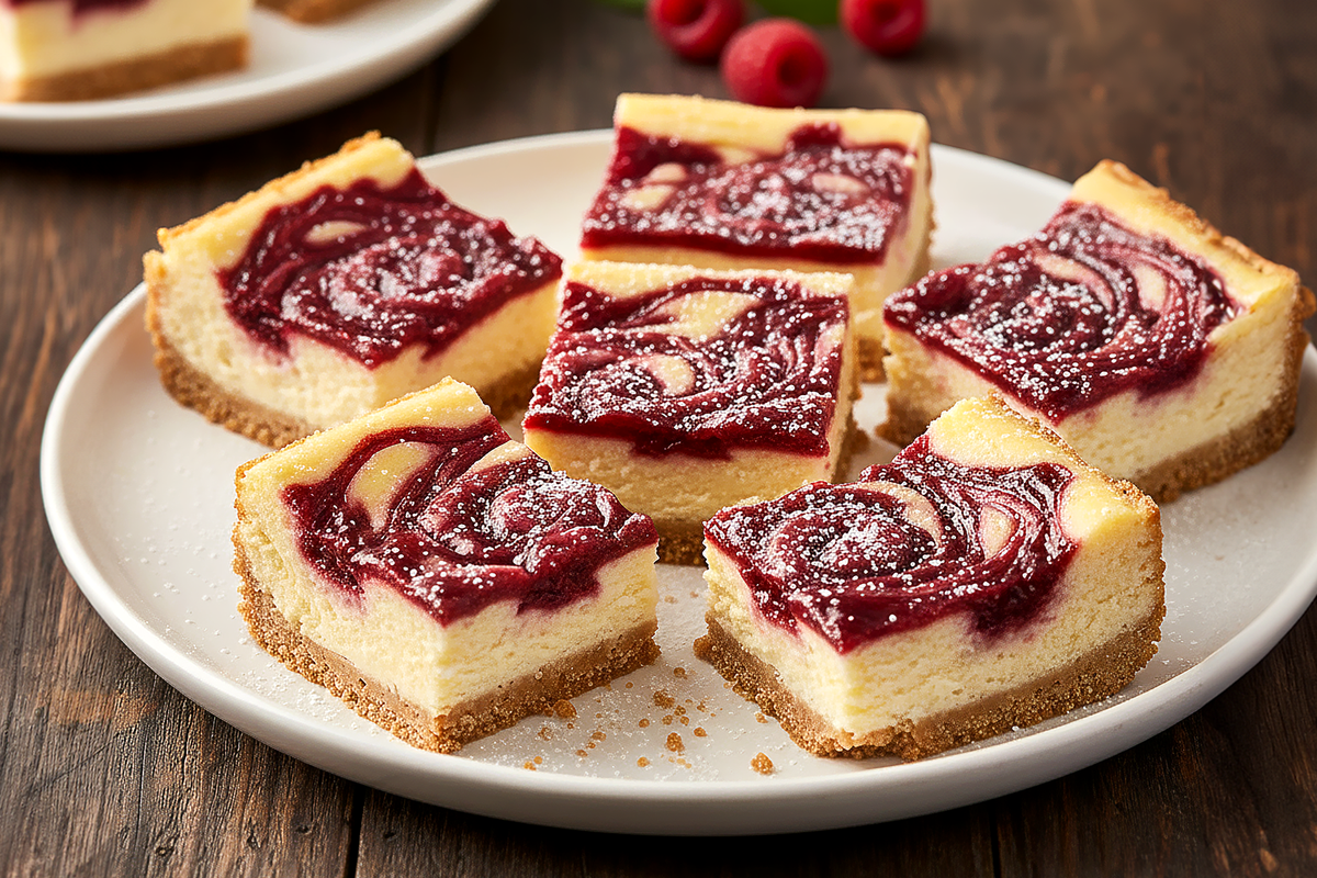 Raspberry Habanero Cheesecake Swirl Bars