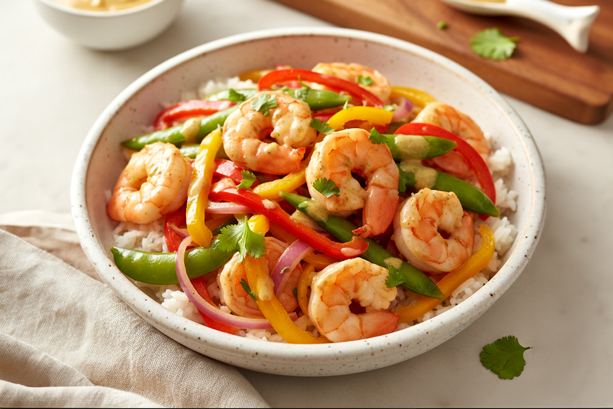 Mustard Garlic Shrimp Stir-Fry