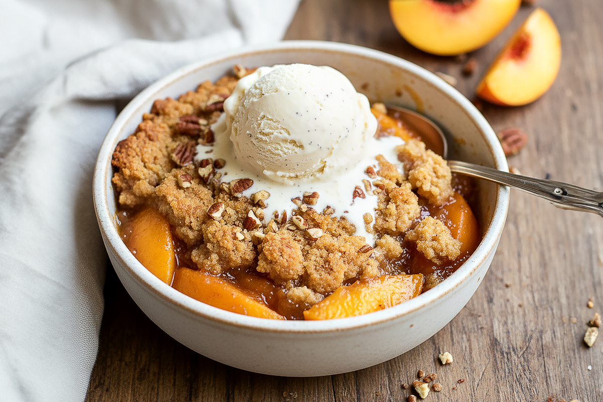 Rustic Peach Pecan Cobbler
