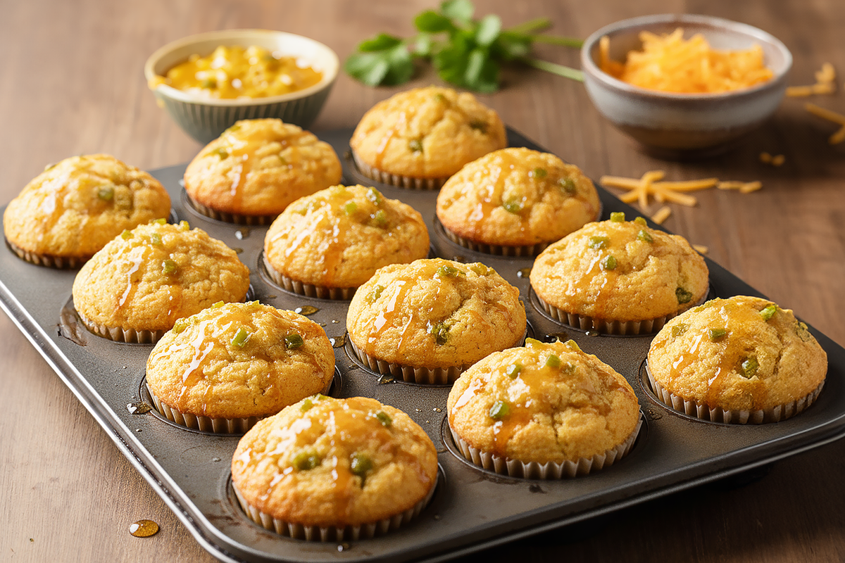 Candied Jalapeño Cornbread Muffins