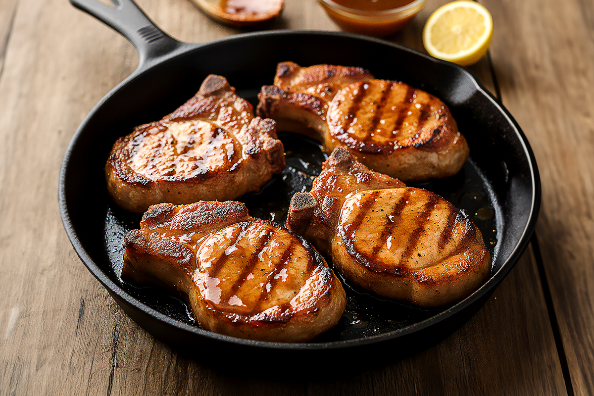 Skillet Pork Chops with Pan Mop-Reduction