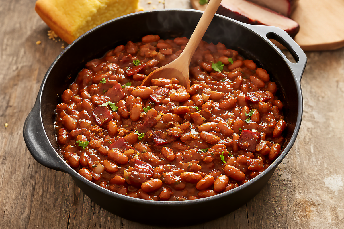 Cowboy Beans with Pequin-Honey Kick