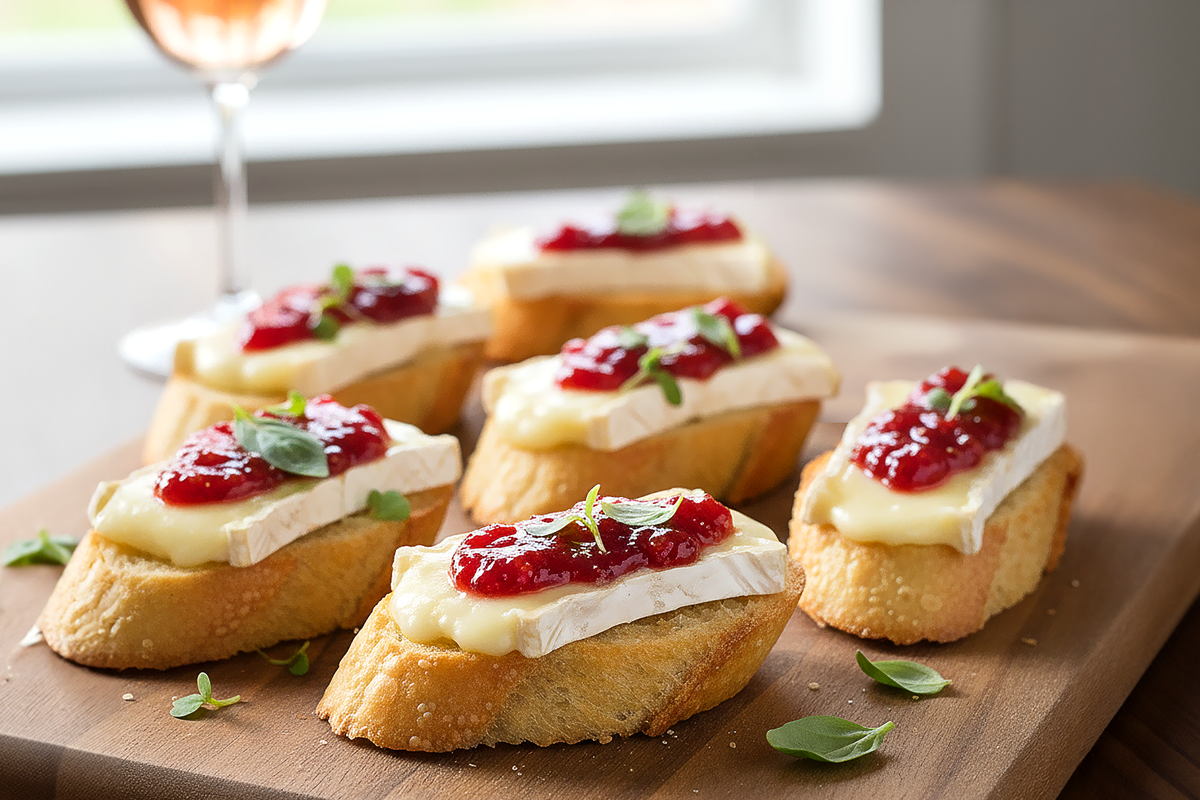 Grilled Brie & Strawberry Jam Crostini
