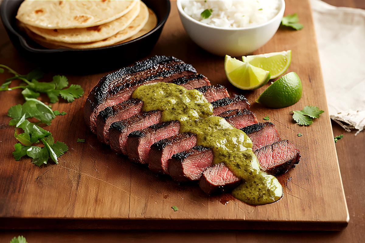 Skirt Steak al Carbón with Green Chimichurri