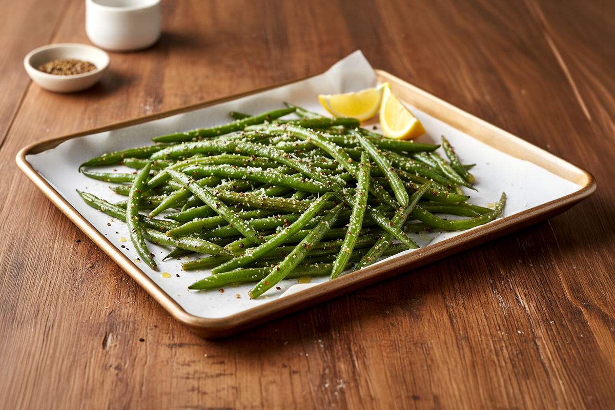 Garlic Pepper Roasted Green Beans