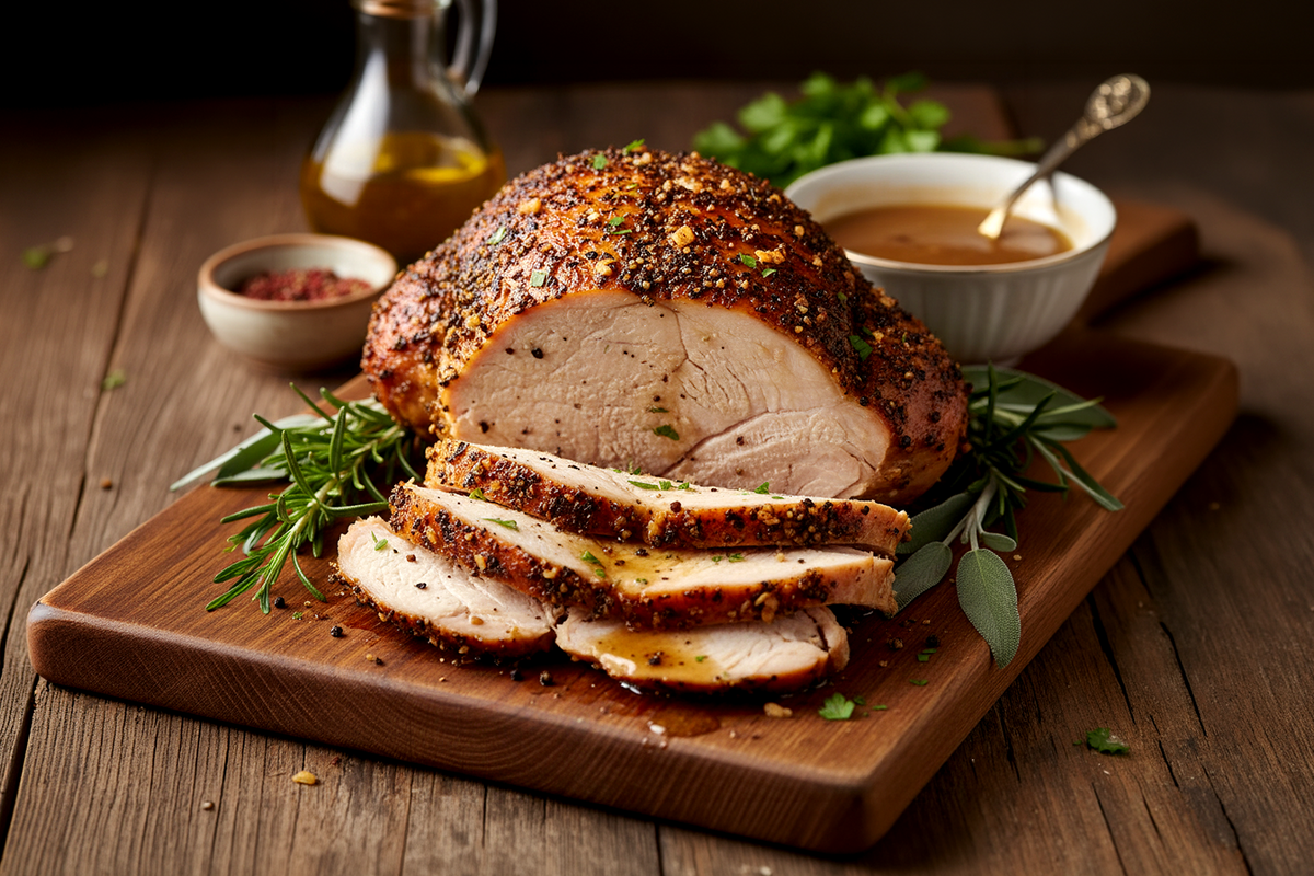 Roasted Turkey Breast with Savory Pepper Crust
