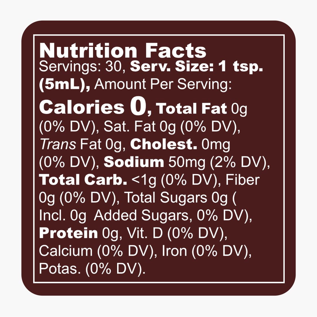 Black Garlic Árbol hot sauce Nutrition Facts