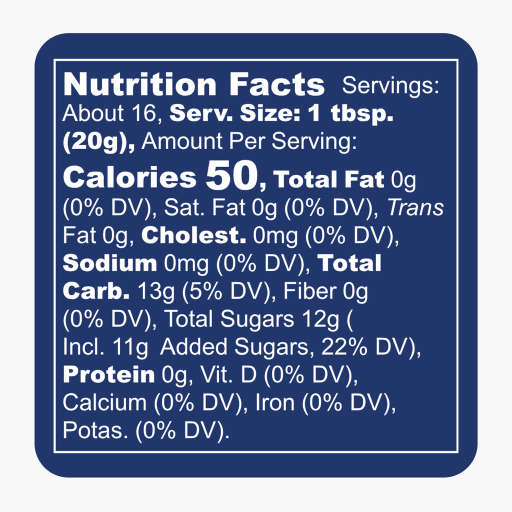 Blueberry Royale Jam Nutrition Facts