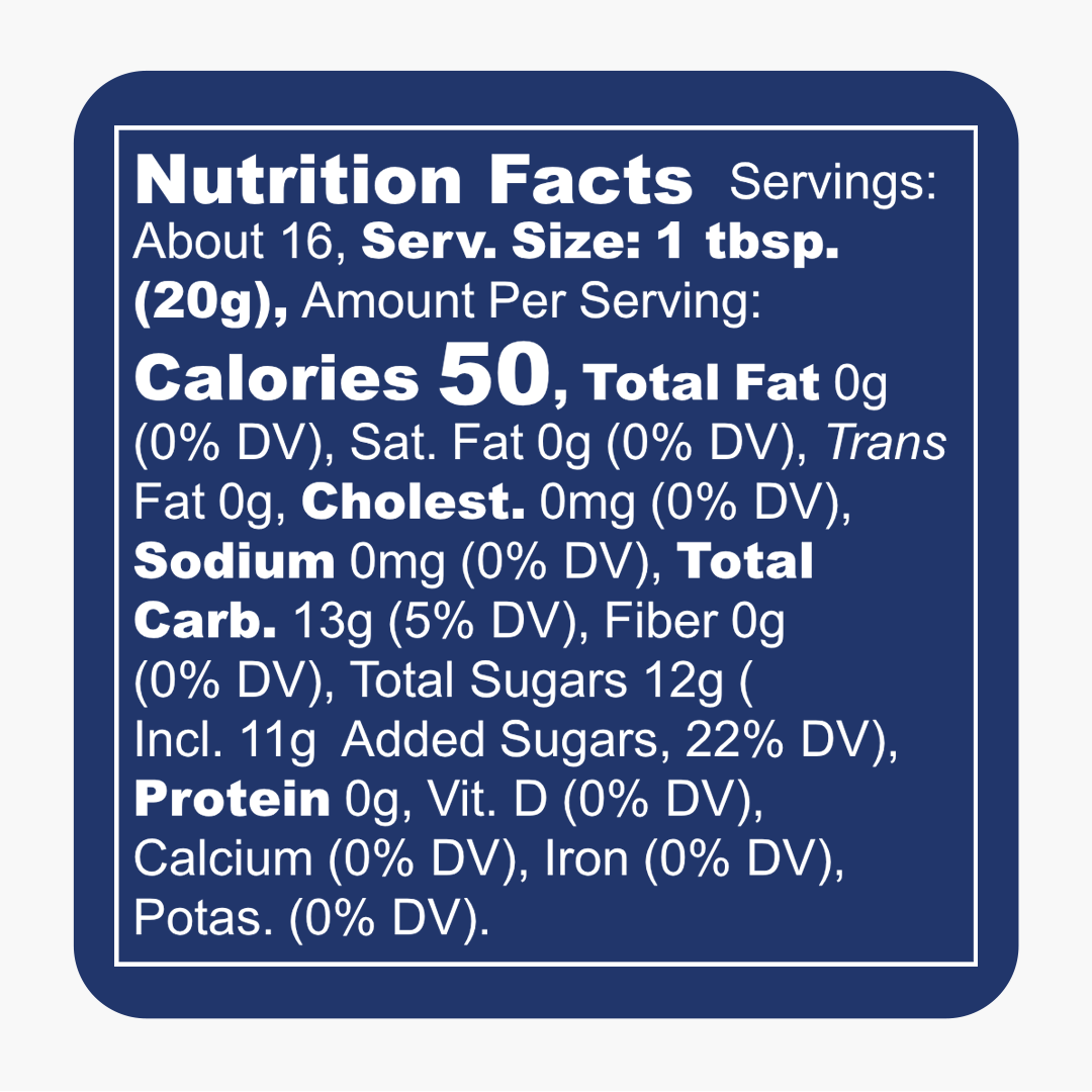 Blueberry Royale Jam Nutrition Facts