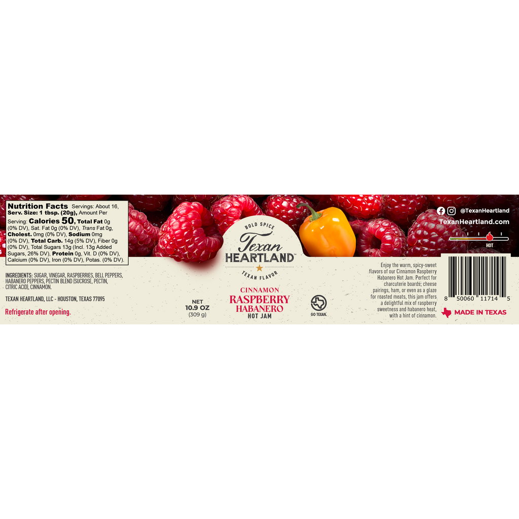 Cinnamon Raspberry Habanero Hot Jam Texan Heartland