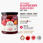 Cinnamon Raspberry Habanero Hot Jam flavor, hot heat level, best uses, claims and awards