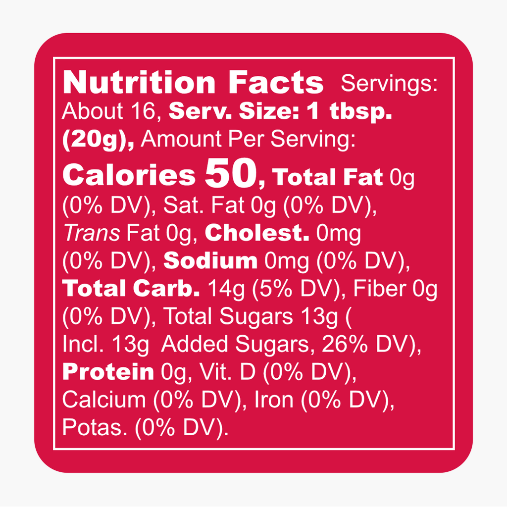 Cinnamon Raspberry Habanero Hot Jam Nutrition Facts