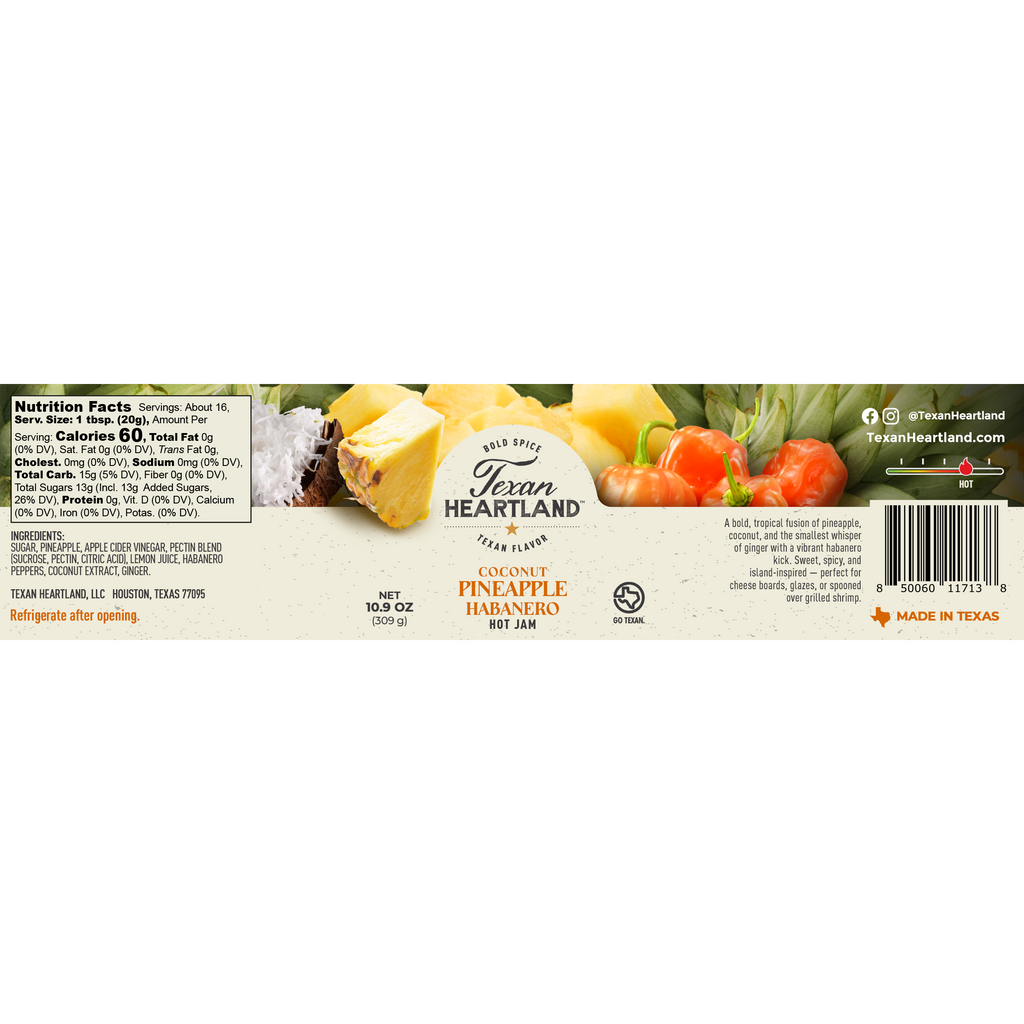 Coconut Pineapple Habanero Hot Jam Texan Heartland
