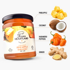 Coconut Pineapple Habanero Jam ingredients with pineapple, coconut, habanero peppers and ginger