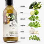 Green Chile Chimichurri ingredients with poblano, lime, parsley, cilantro, garlic and oregano
