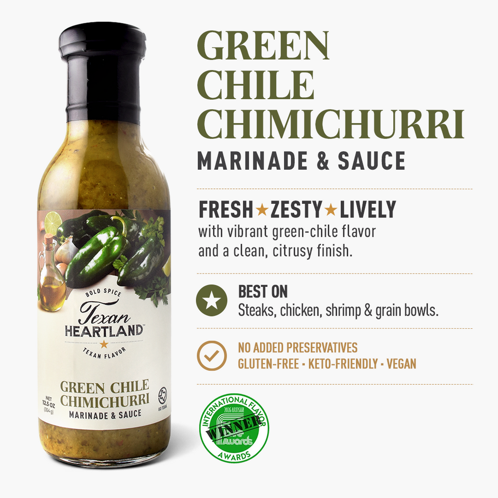 Green Chile Chimichurri flavor, best uses, claims and marinade award