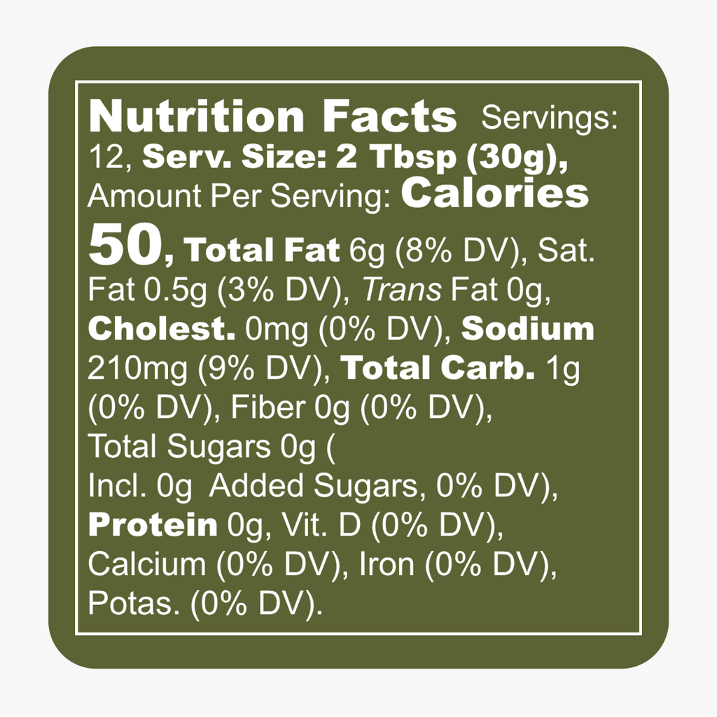 Green Chile Chimichurri marinade and sauce Nutrition Facts