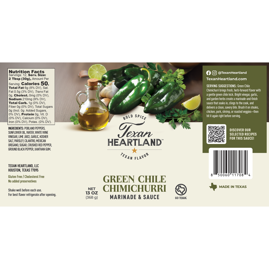 Green Chile Chimichurri Marinade & Sauce Texan Heartland