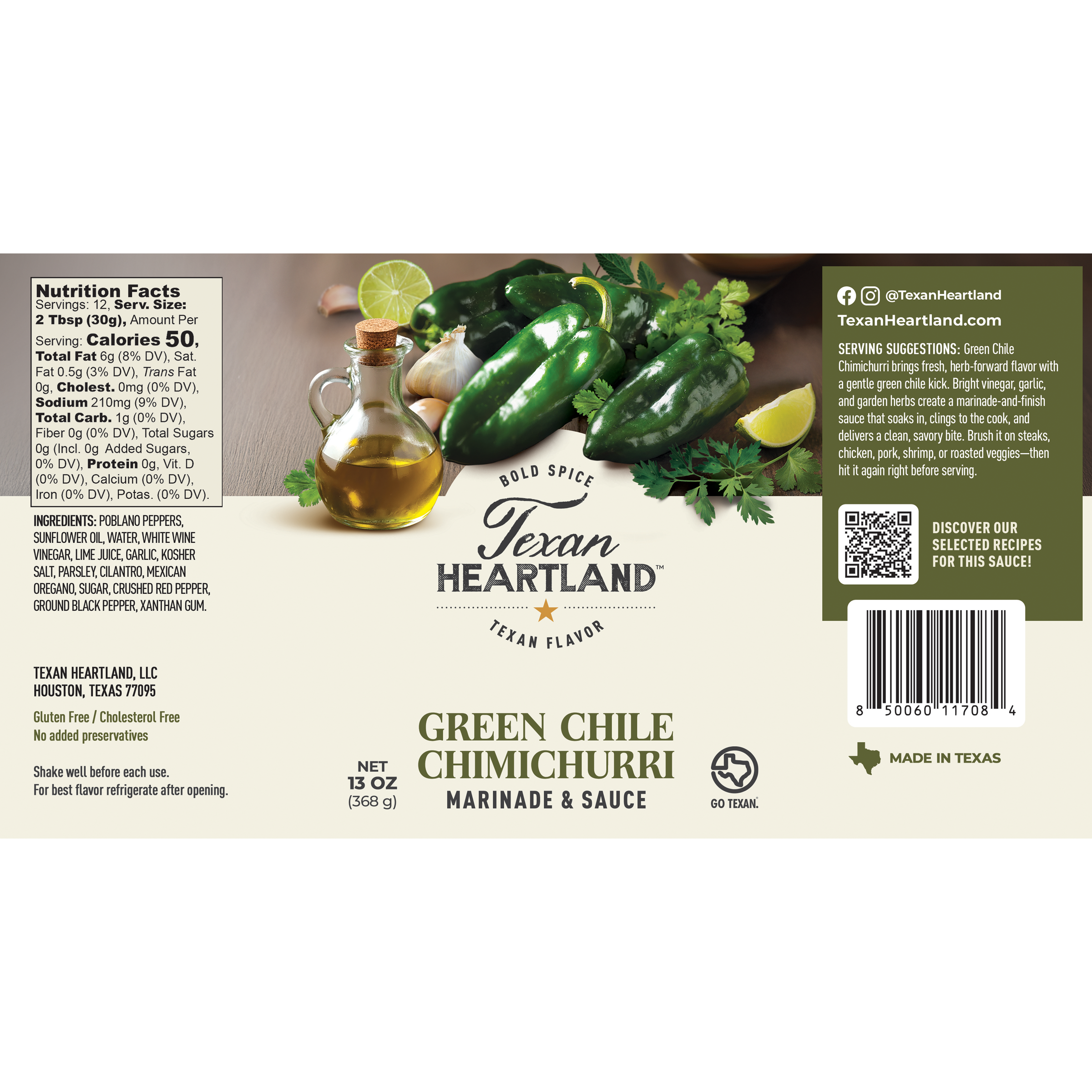 Green Chile Chimichurri Marinade & Sauce Texan Heartland