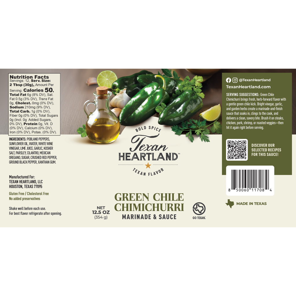 Green Chile Chimichurri Marinade and Sauce Label