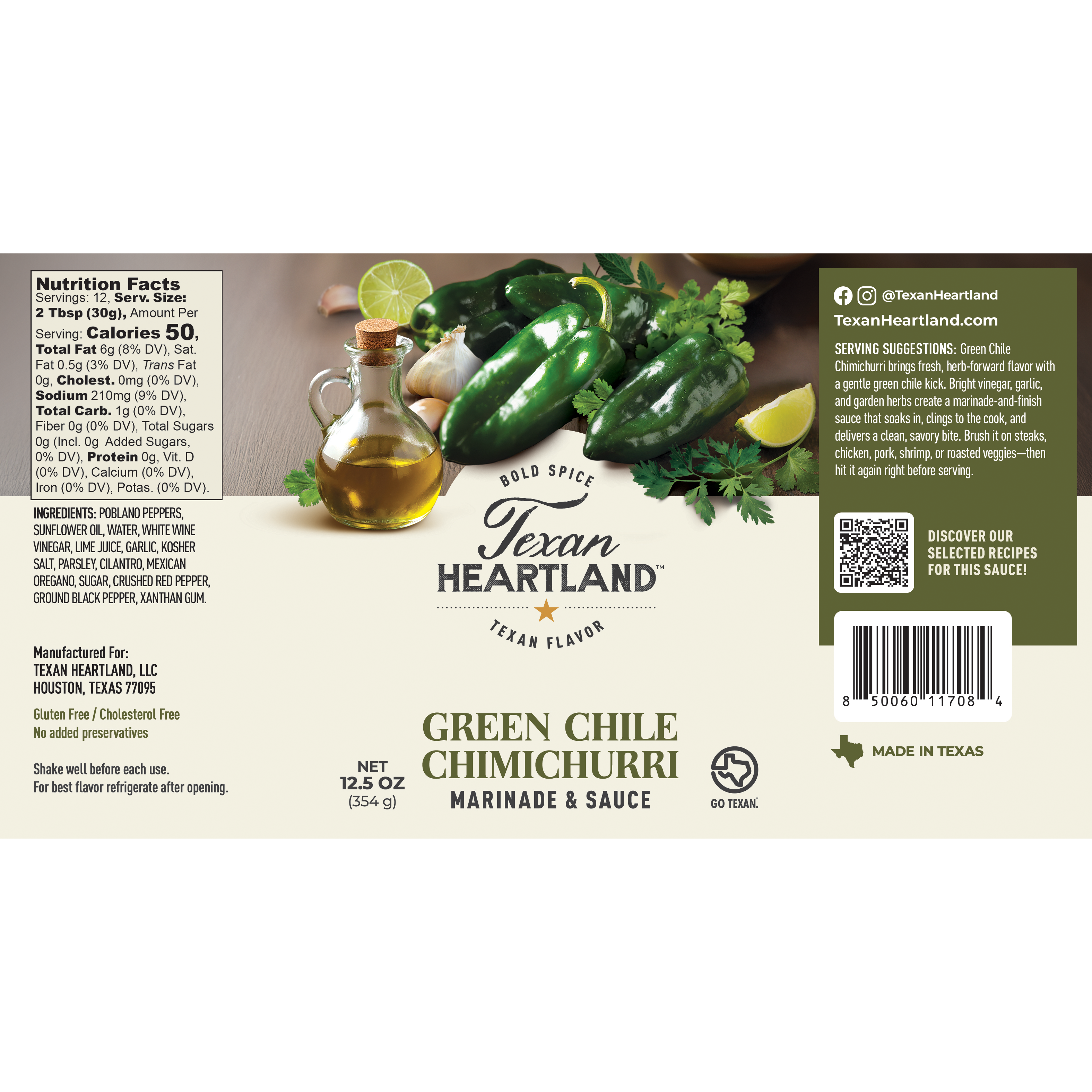 Green Chile Chimichurri Marinade and Sauce Label