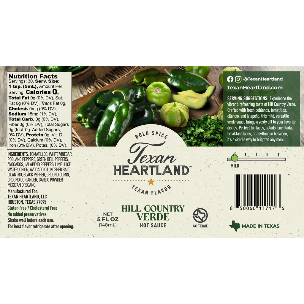 Hill Country Verde Hot Sauce Texan Heartland
