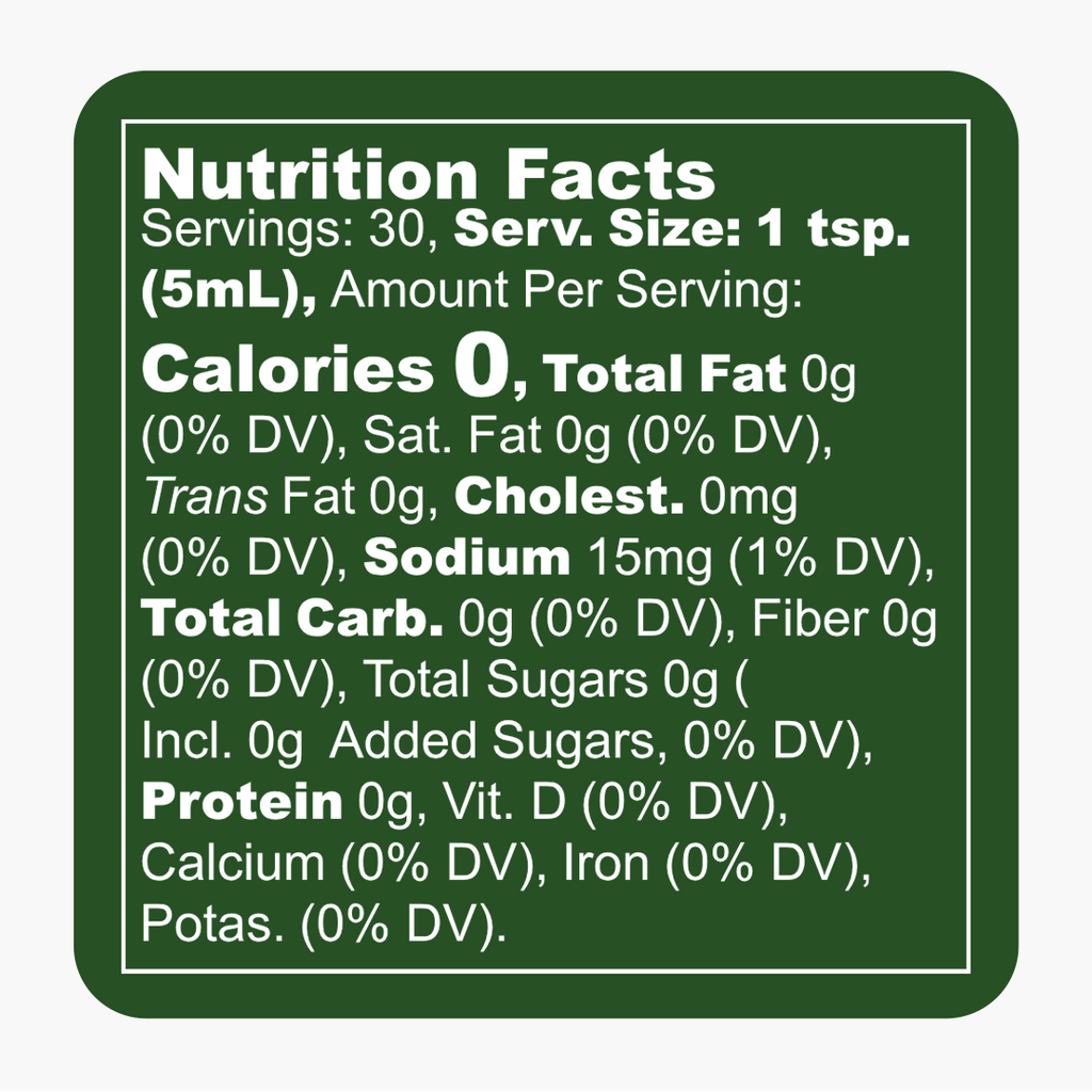 Hill Country Verde hot sauce Nutrition Facts