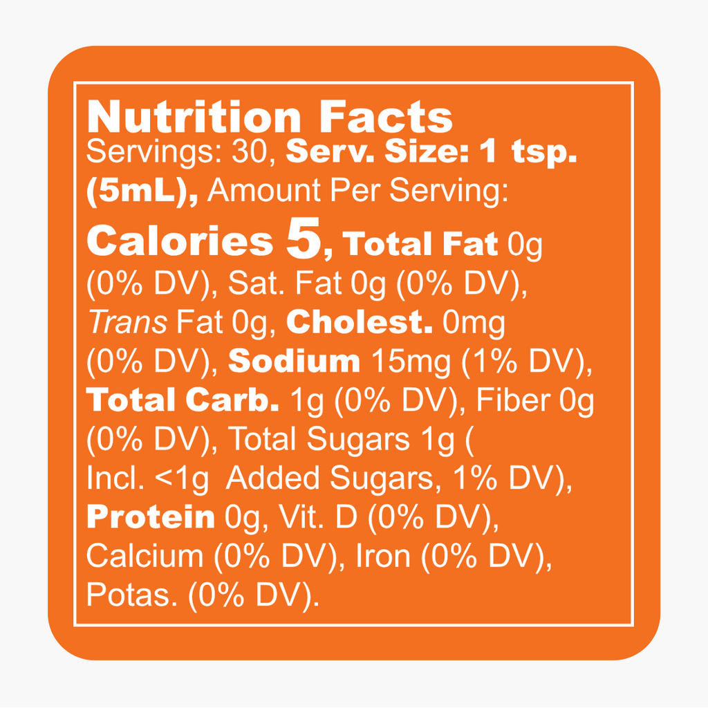 Honey Ginger Mango Habanero hot sauce Nutrition Facts
