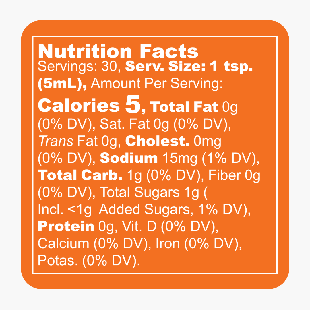 Honey Ginger Mango Habanero hot sauce Nutrition Facts