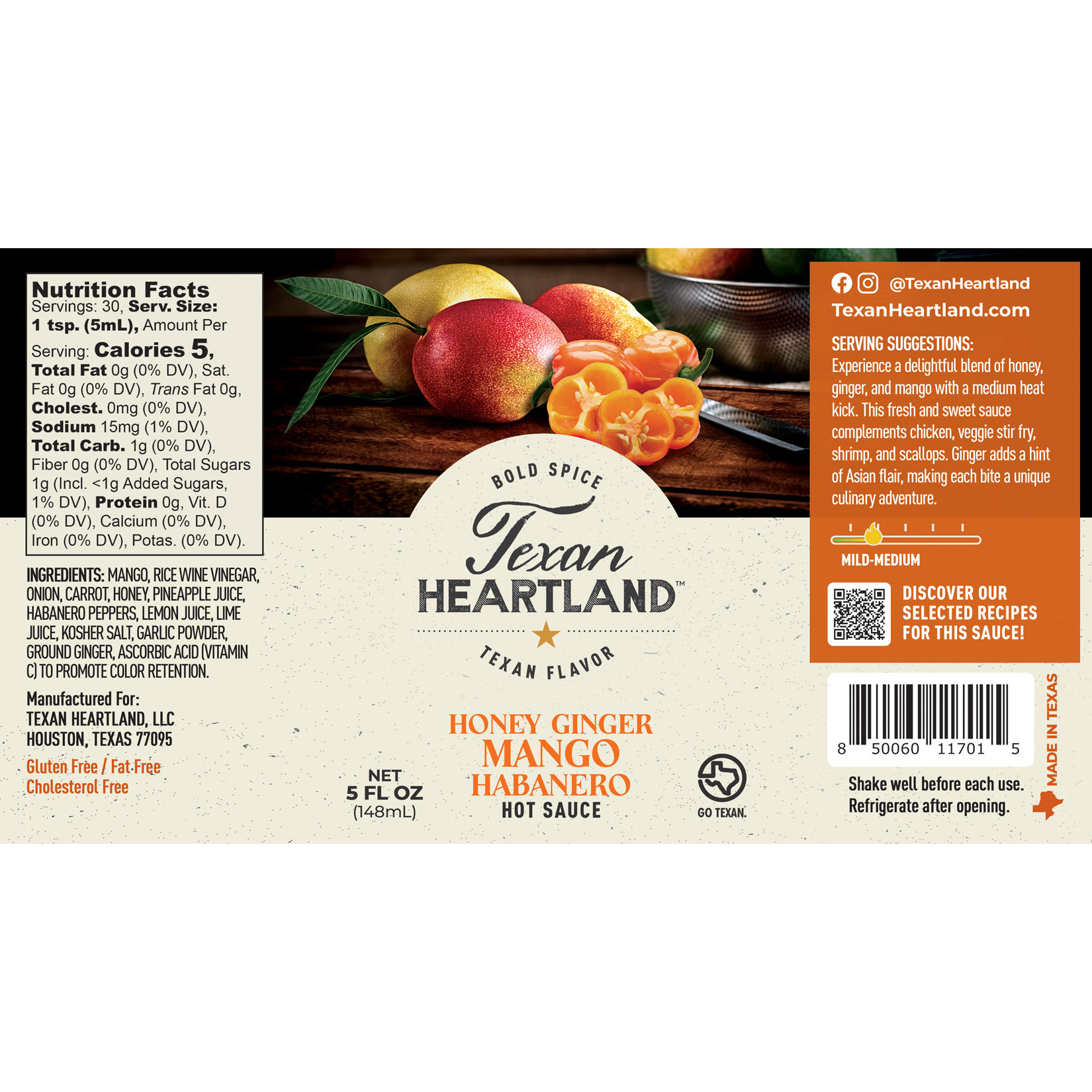 Honey Ginger Mango Habanero Hot Sauce