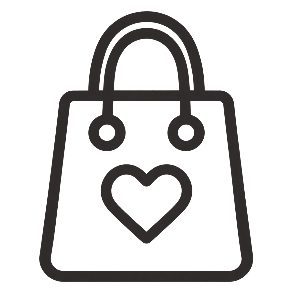 Shopping bag with heart representing online purchases
