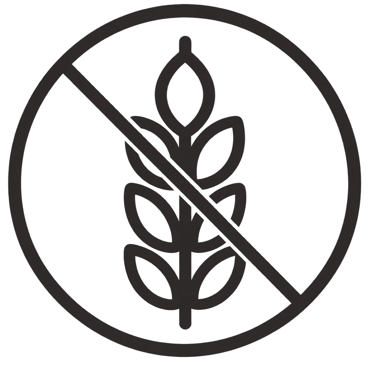 Crossed wheat symbol representing gluten-free products