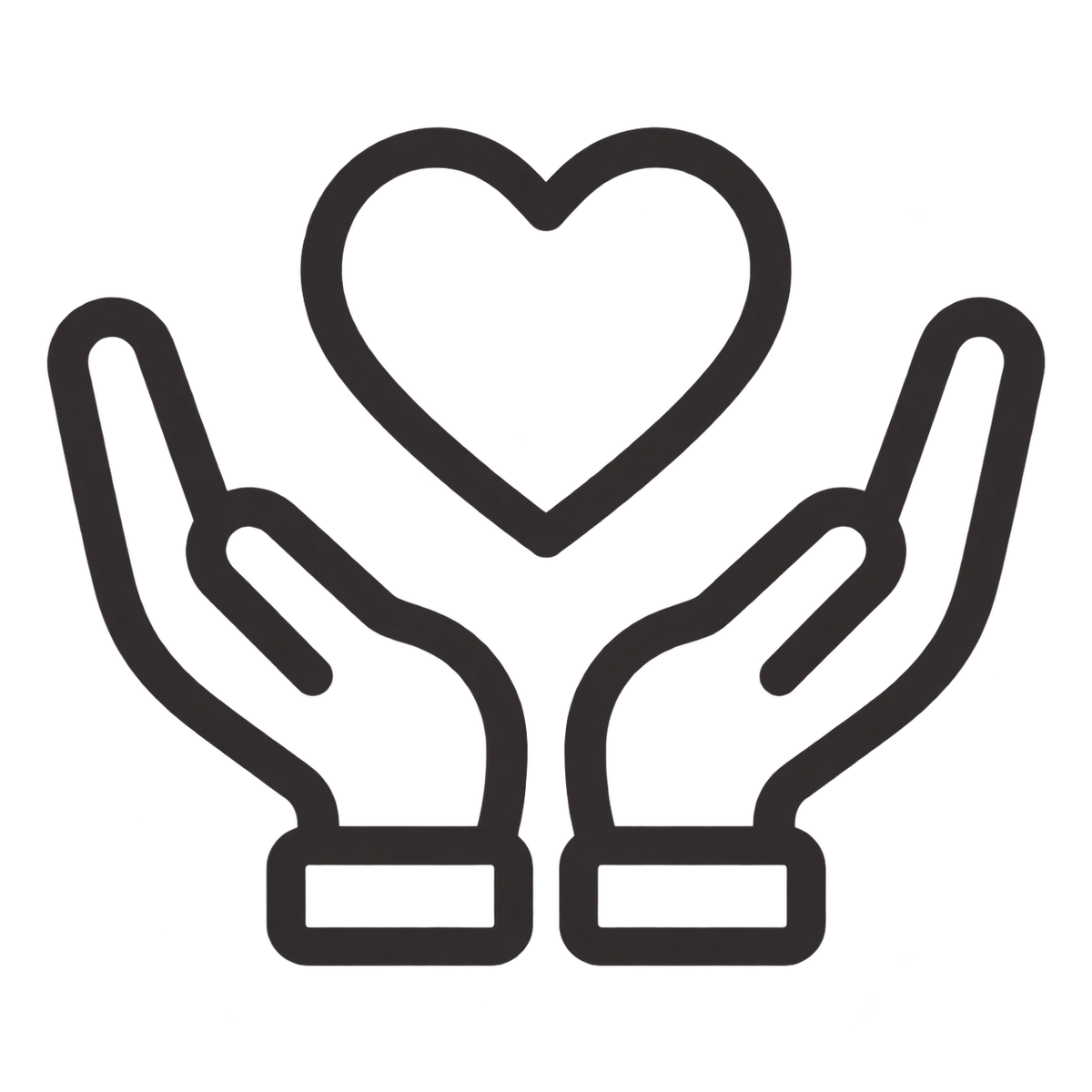 Helping hands with heart representing community volunteering