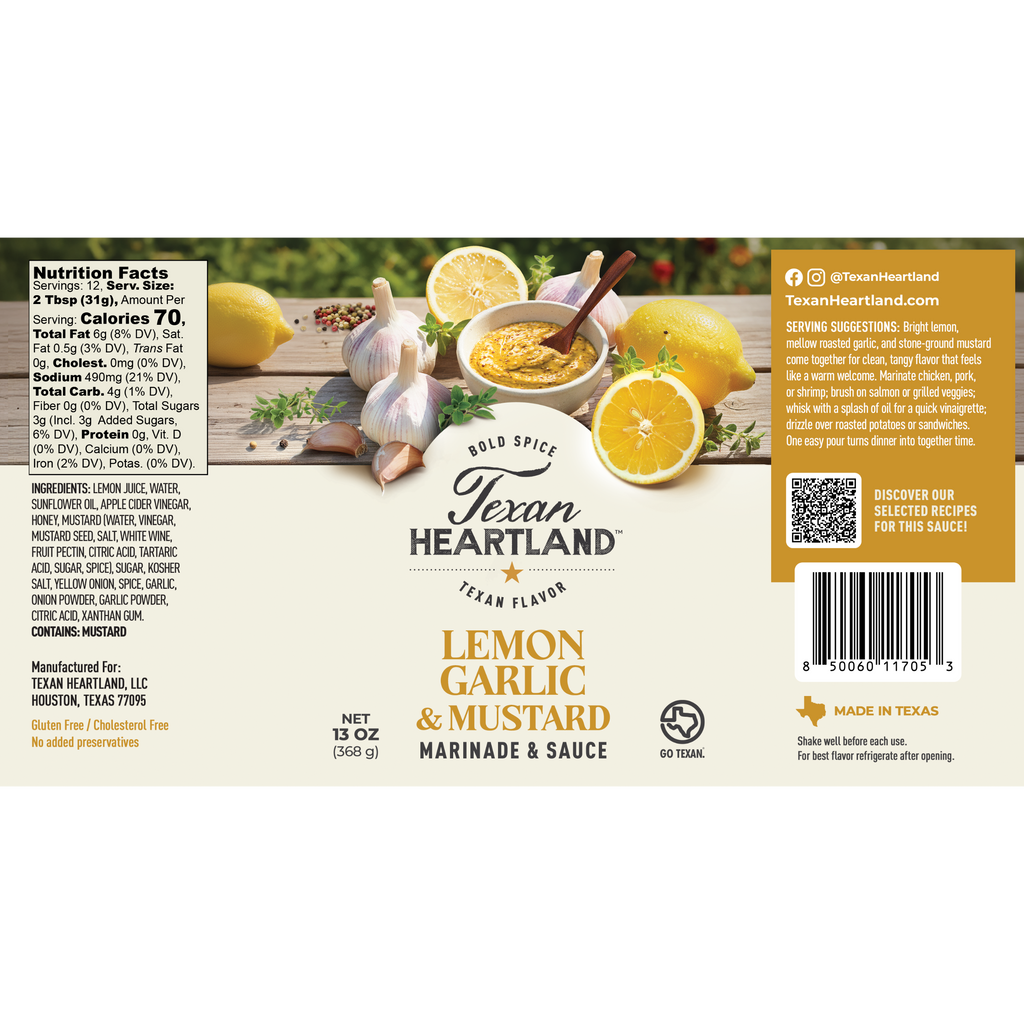 Lemon, Garlic & Mustard Marinade & Sauce Texan Heartland