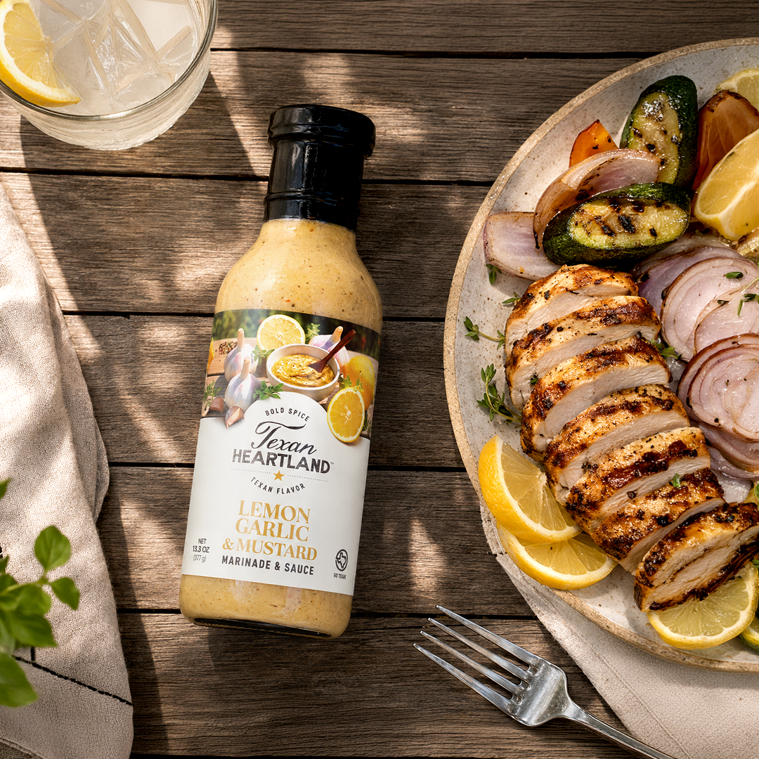 Lemon Garlic & Mustard sauce with grilled chicken and vegetables