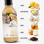 Lemon Garlic & Mustard ingredients with lemon, Dijon mustard, garlic, honey, onion and black pepper