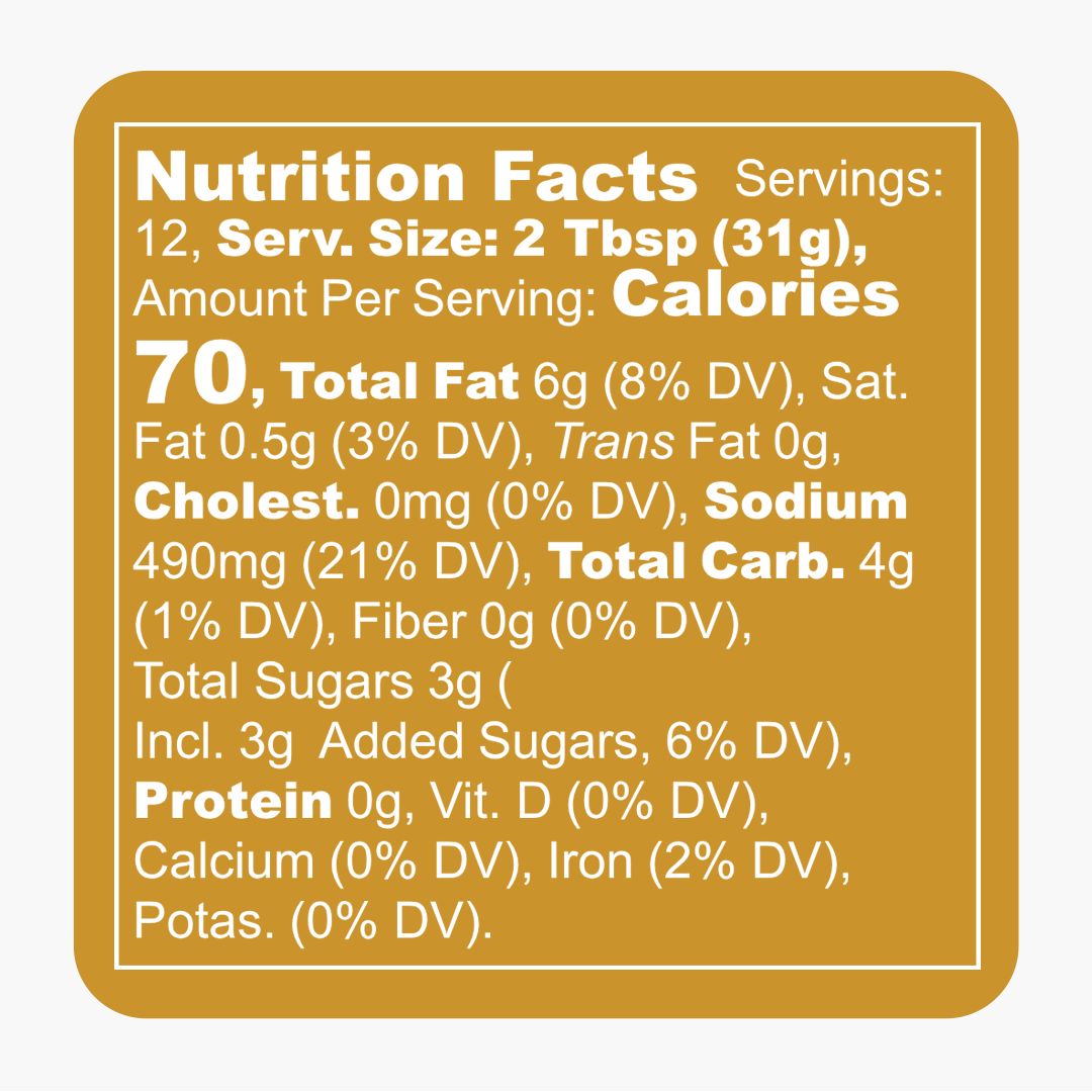 Lemon Garlic & Mustard marinade and sauce Nutrition Facts