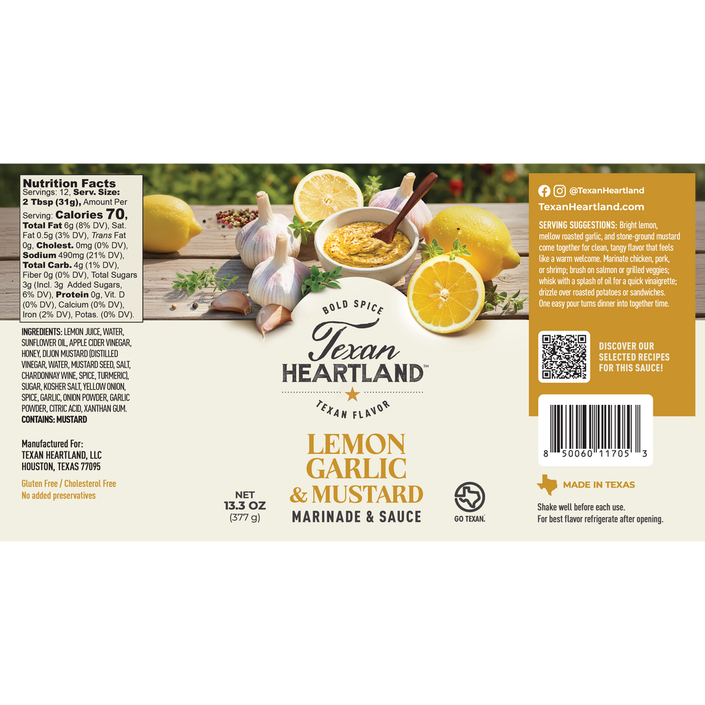Lemon, Garlic & Mustard Marinade & Sauce Label