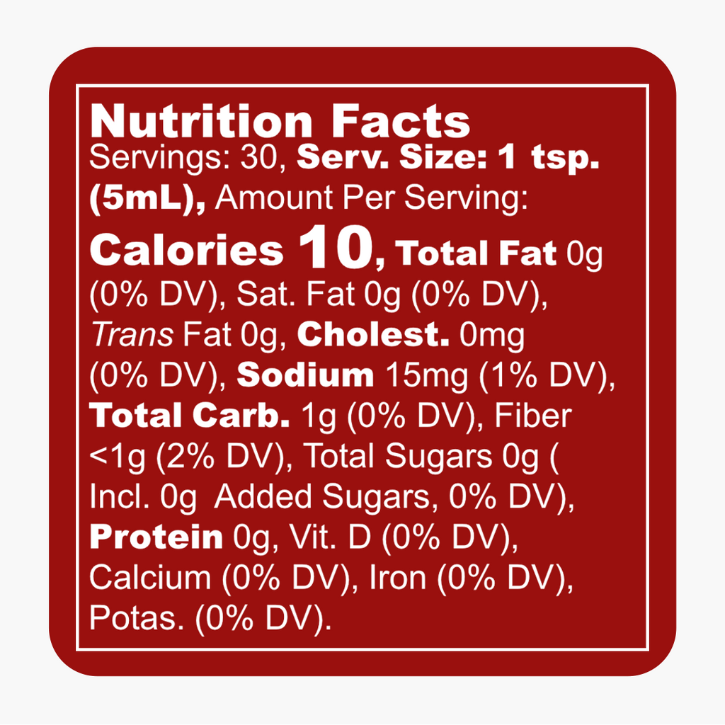 Lone Star Reserve hot sauce Nutrition Facts