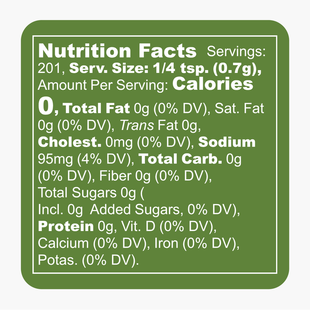 Master Blend All-Purpose Seasoning Nutrition Facts