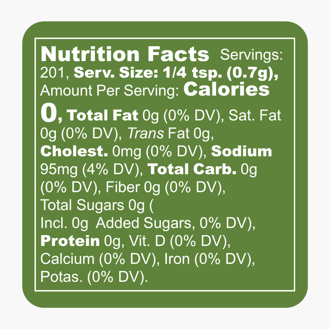 Master Blend All-Purpose Seasoning Nutrition Facts