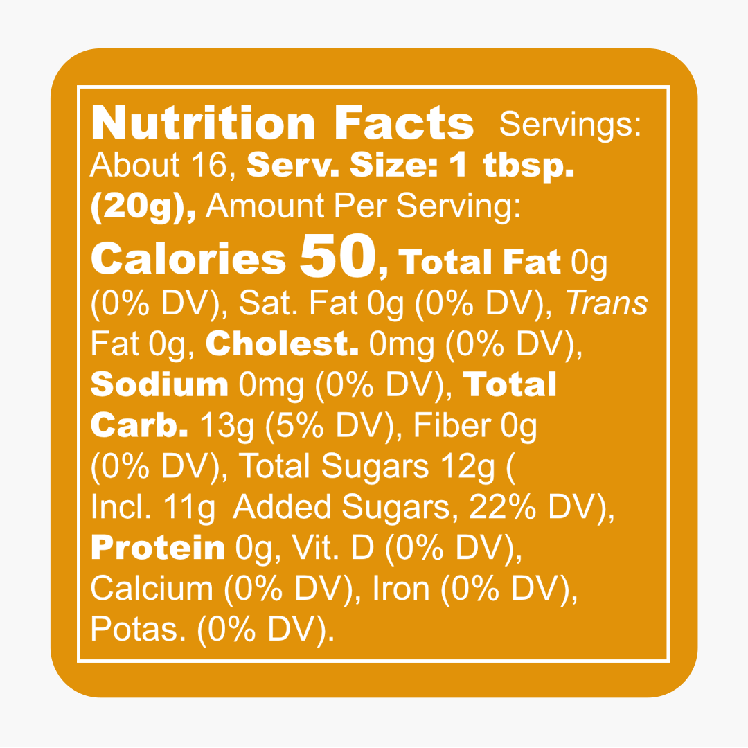 Peach Amaretto Pecan Jam Nutrition Facts