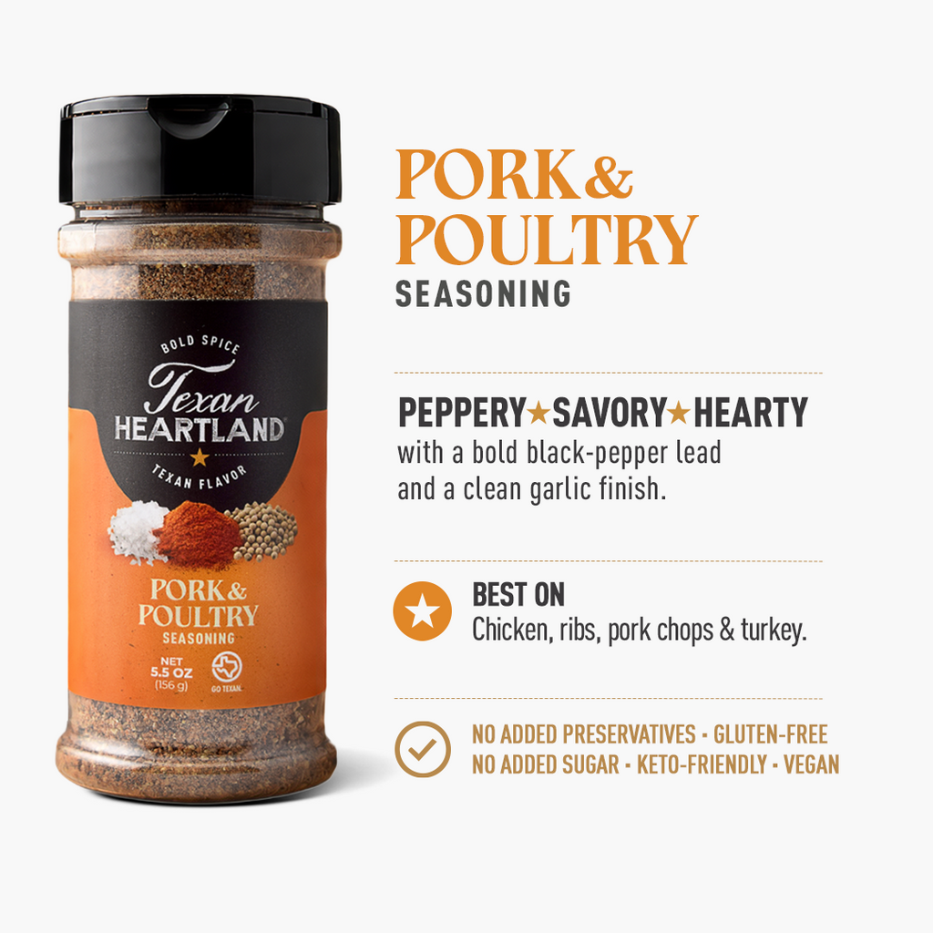 Pork & Poultry Seasoning flavor, best uses and product claims