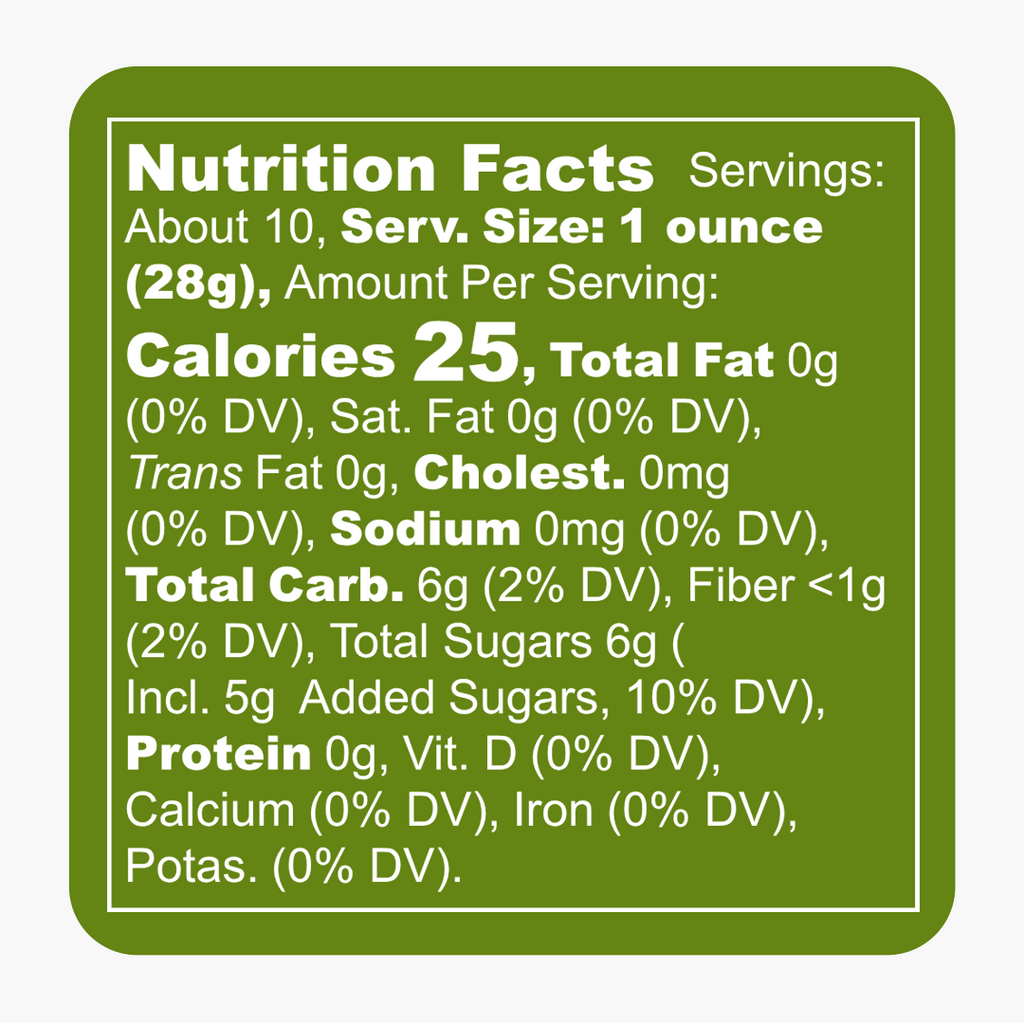 Texan Candy Candied Jalapeños Nutrition Facts
