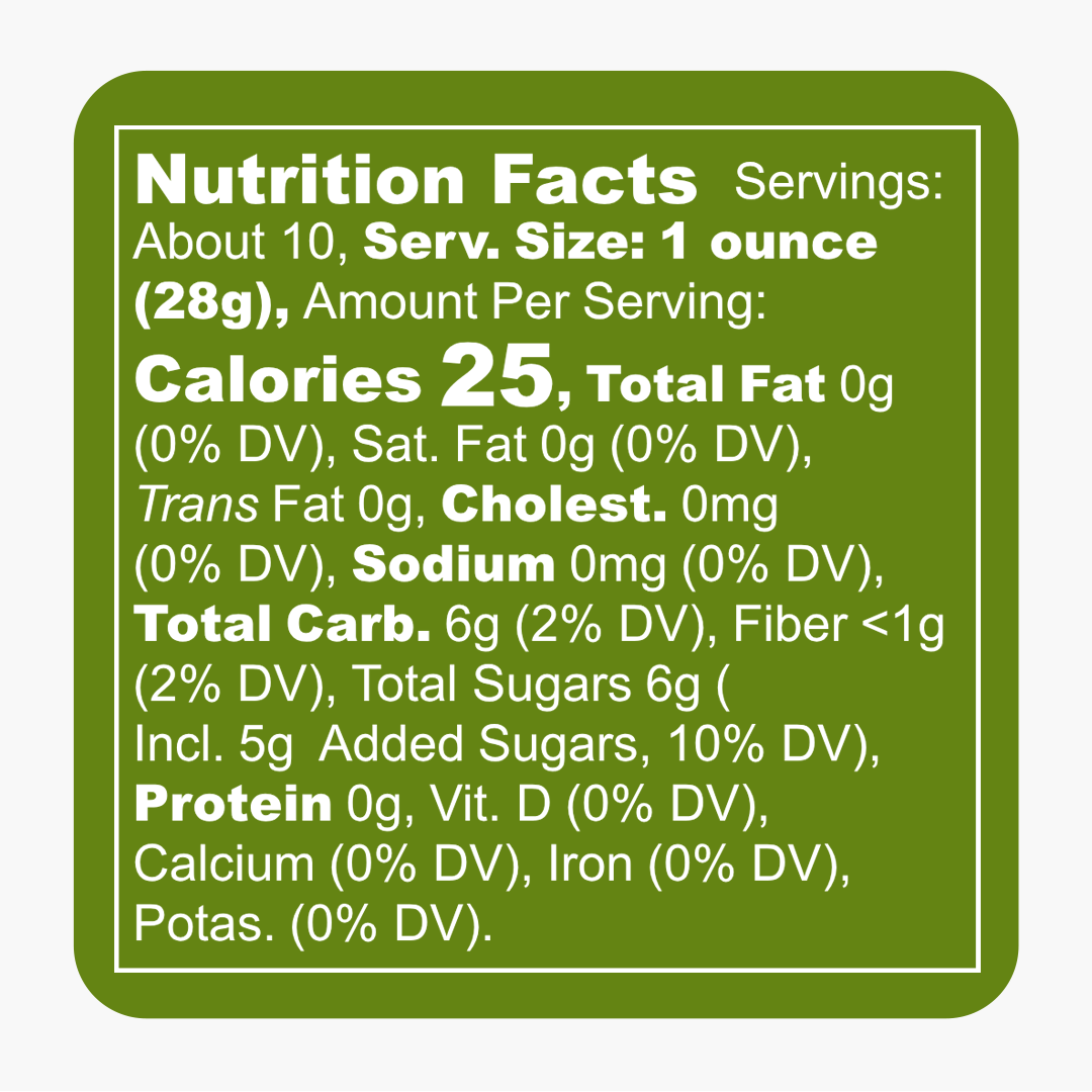 Texan Candy Candied Jalapeños Nutrition Facts